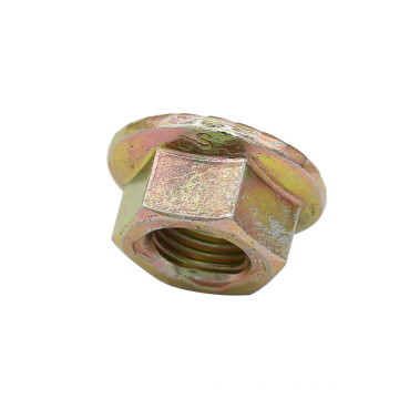 M10-1.25 Yellow zinc colorful zin-plated hex flange nut without serrated carbon steel Grade 4 grade 8 grade6